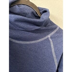 KUHL Cowl Neck Pullover Women's Small Indigo Pocket Thumbhole Overstitch Stretch